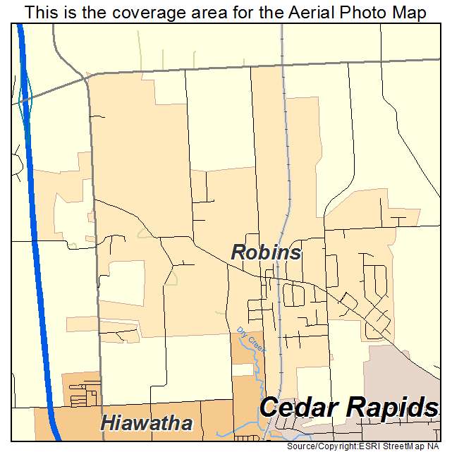 Robins, IA location map 