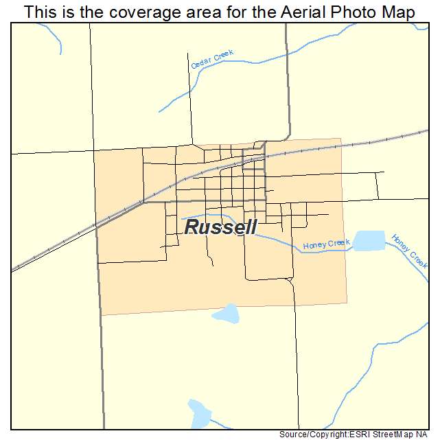 Russell, IA location map 