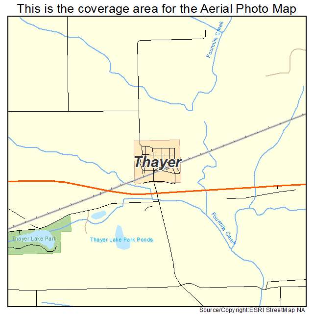 Thayer, IA location map 