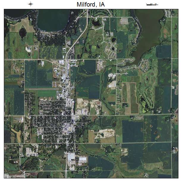 Milford, IA air photo map