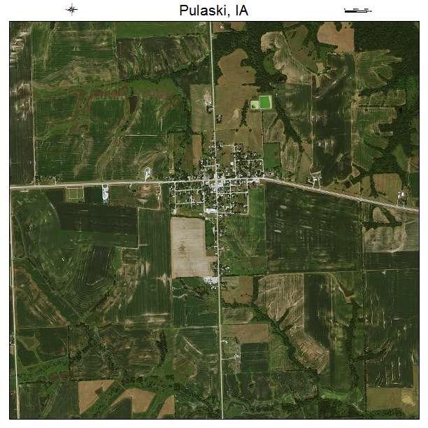 Pulaski, IA air photo map