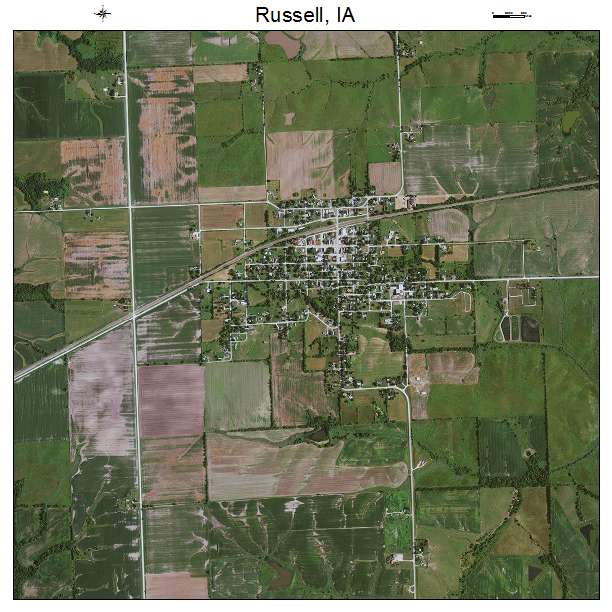 Russell, IA air photo map