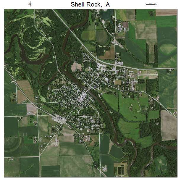 Shell Rock, IA air photo map