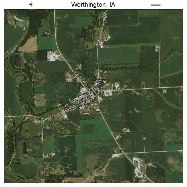 Worthington, IA air photo map