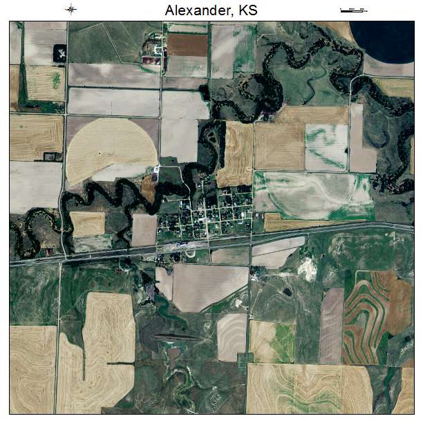 Alexander, KS air photo map