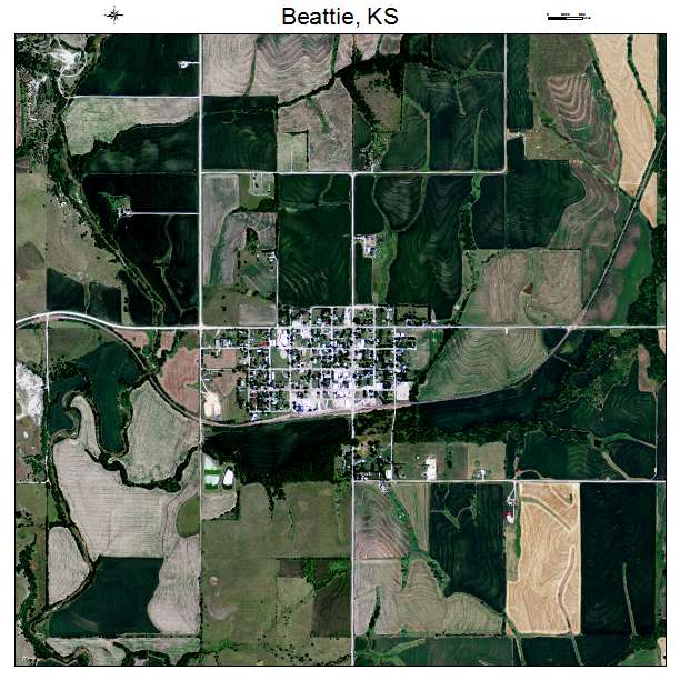 Beattie, KS air photo map