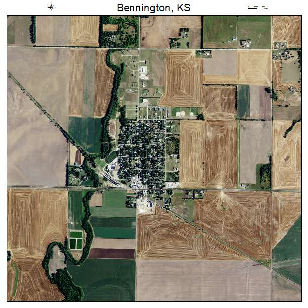 Bennington, KS air photo map