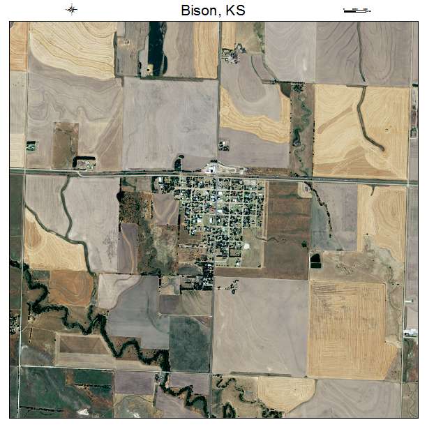 Bison, KS air photo map