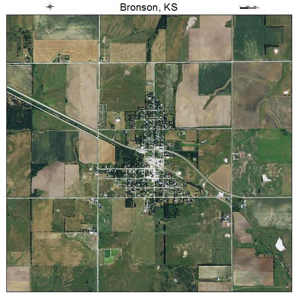 Bronson, KS air photo map