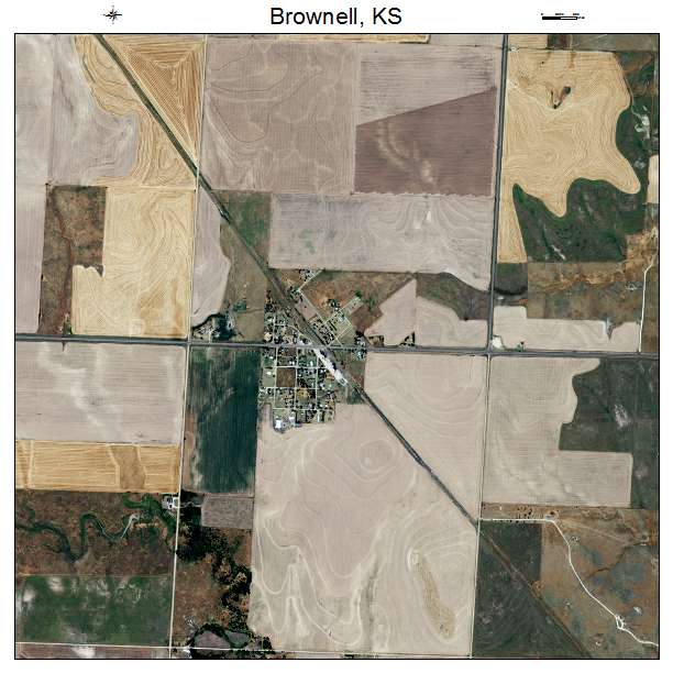 Brownell, KS air photo map