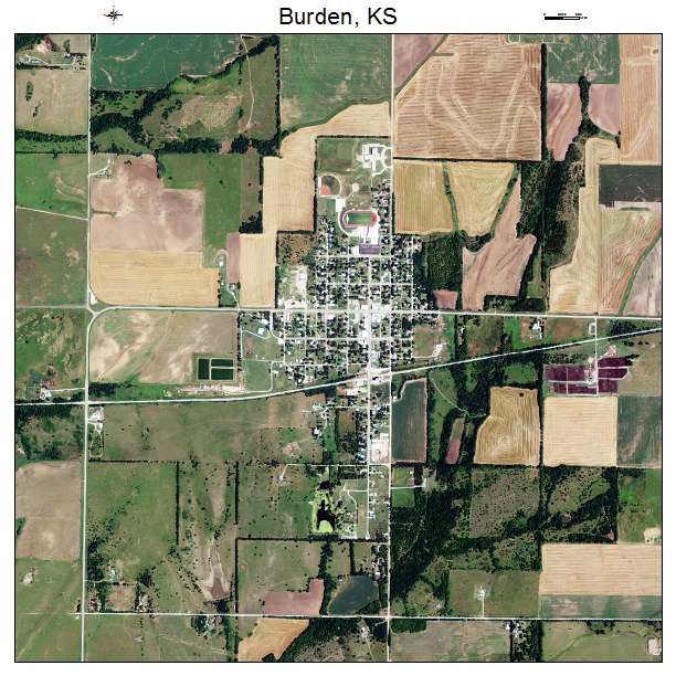 Burden, KS air photo map