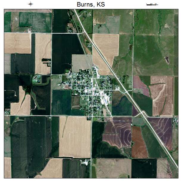 Burns, KS air photo map