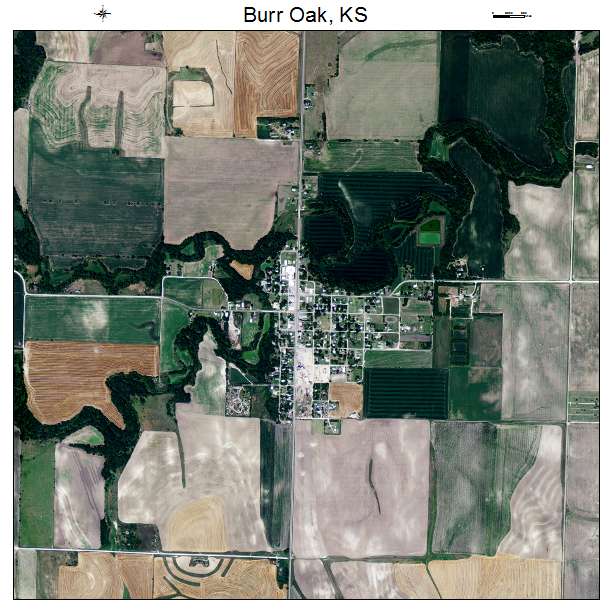 Burr Oak, KS air photo map