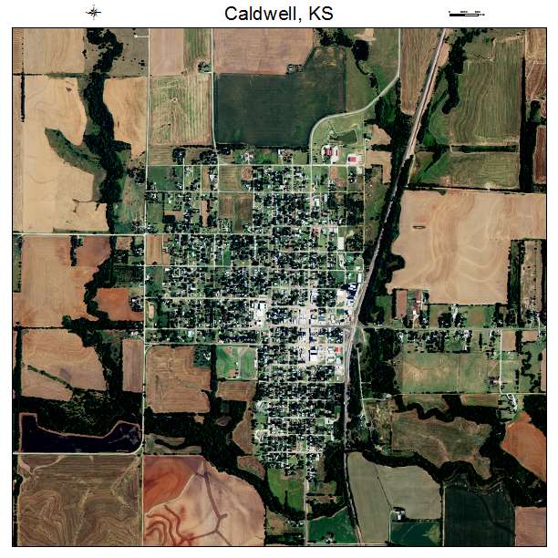 Caldwell, KS air photo map