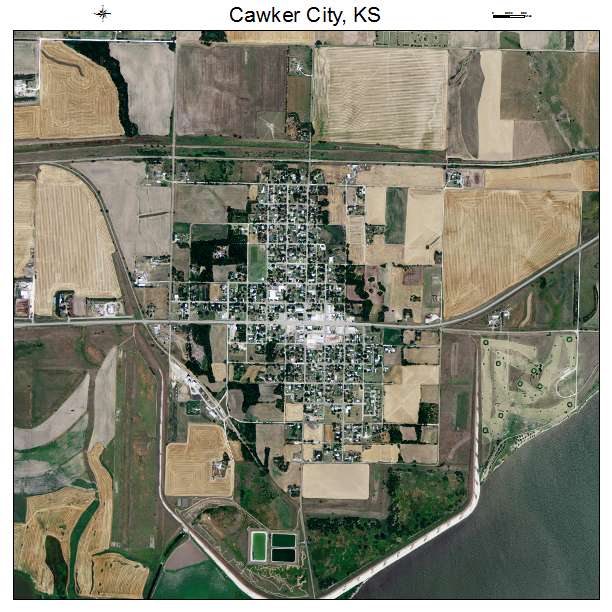 Cawker City, KS air photo map