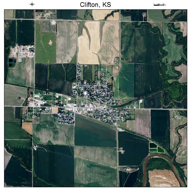 Clifton, KS air photo map