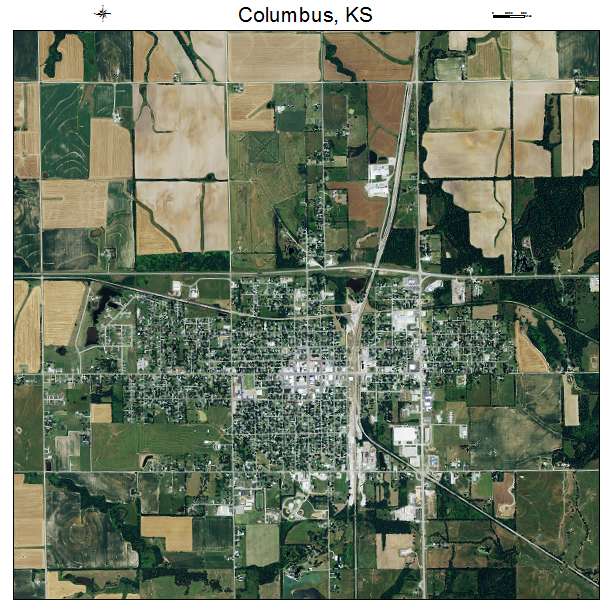 Columbus, KS air photo map