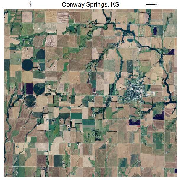 Conway Springs, KS air photo map