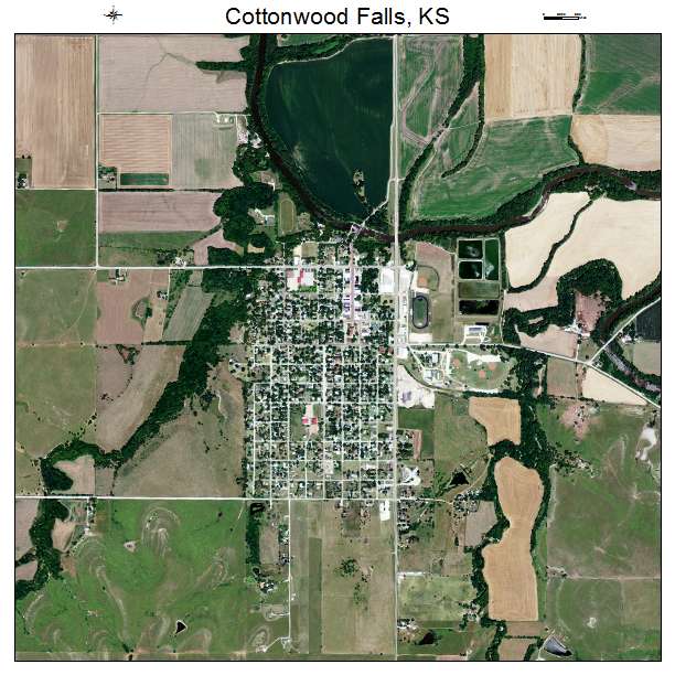 Cottonwood Falls, KS air photo map
