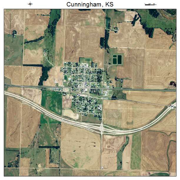 Cunningham, KS air photo map