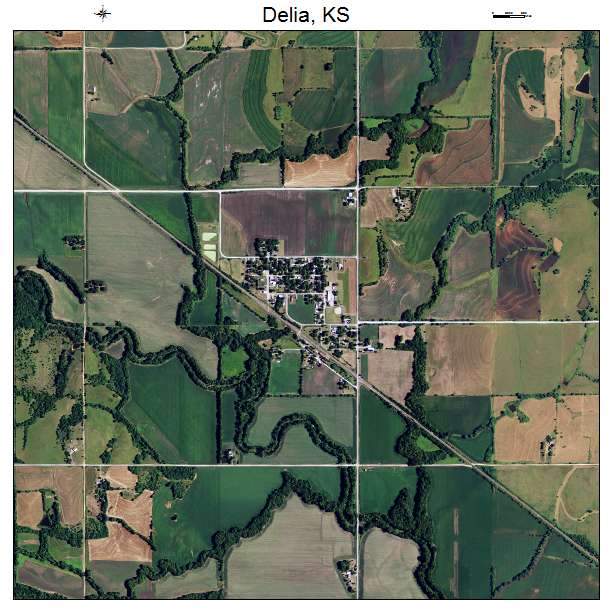 Delia, KS air photo map