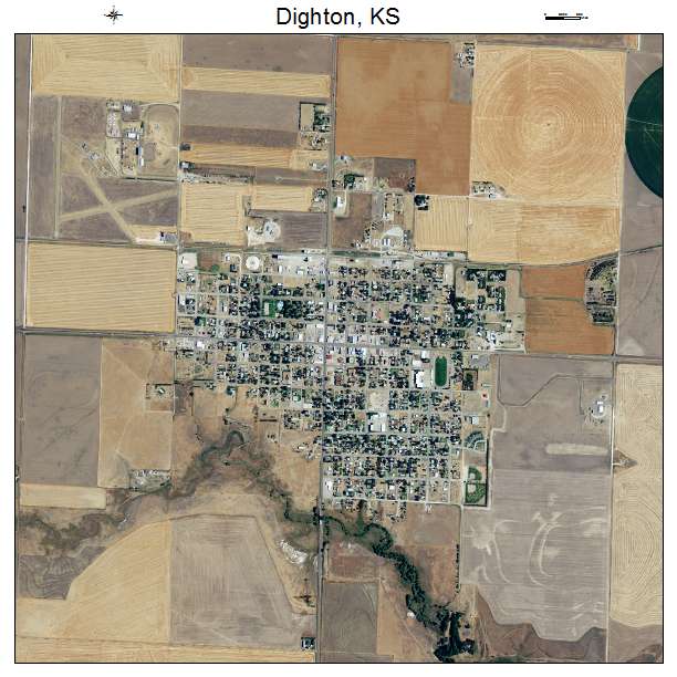 Dighton, KS air photo map