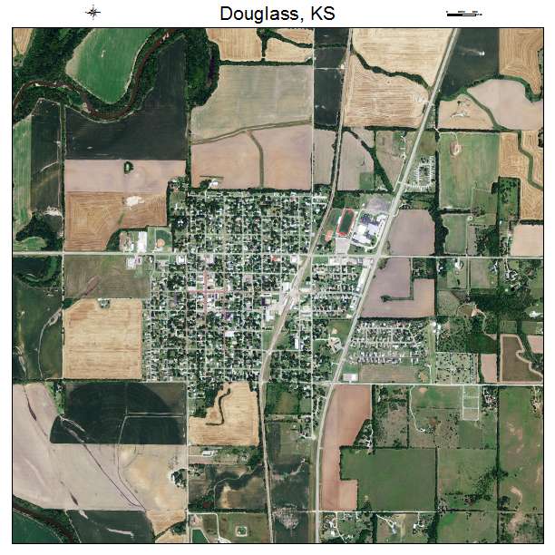 Douglass, KS air photo map