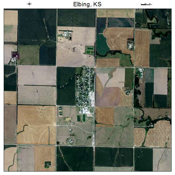 Elbing, KS air photo map