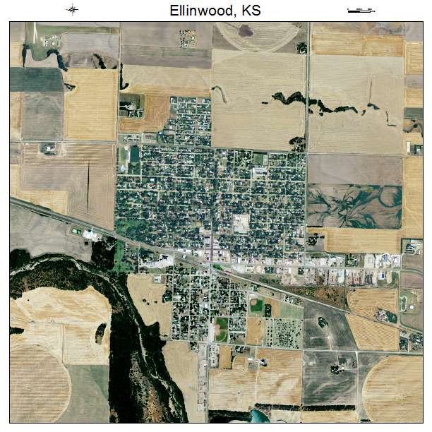 Ellinwood, KS air photo map