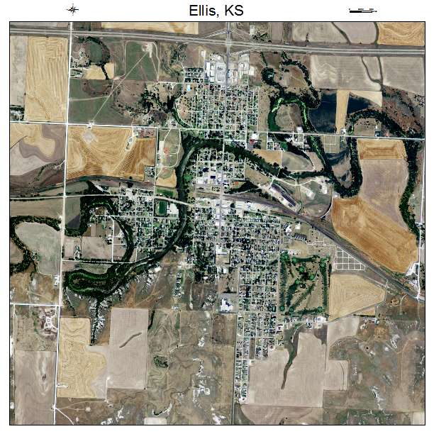Ellis, KS air photo map