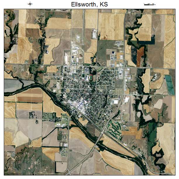 Ellsworth, KS air photo map