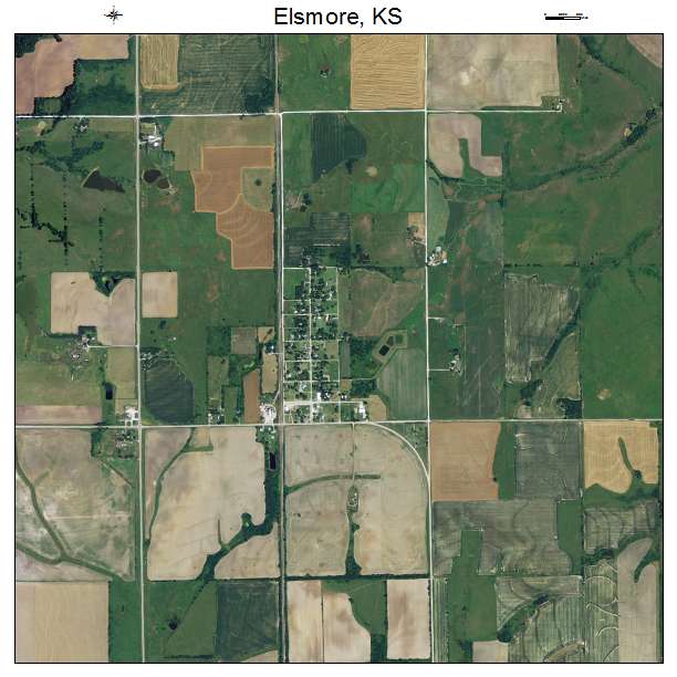 Elsmore, KS air photo map