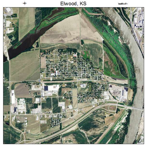 Elwood, KS air photo map