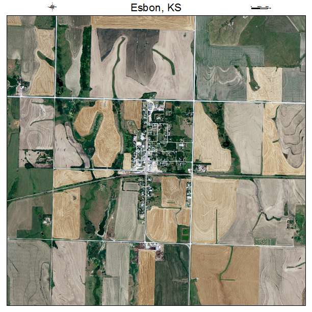 Esbon, KS air photo map