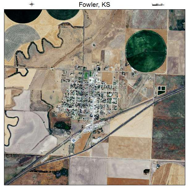 Fowler, KS air photo map