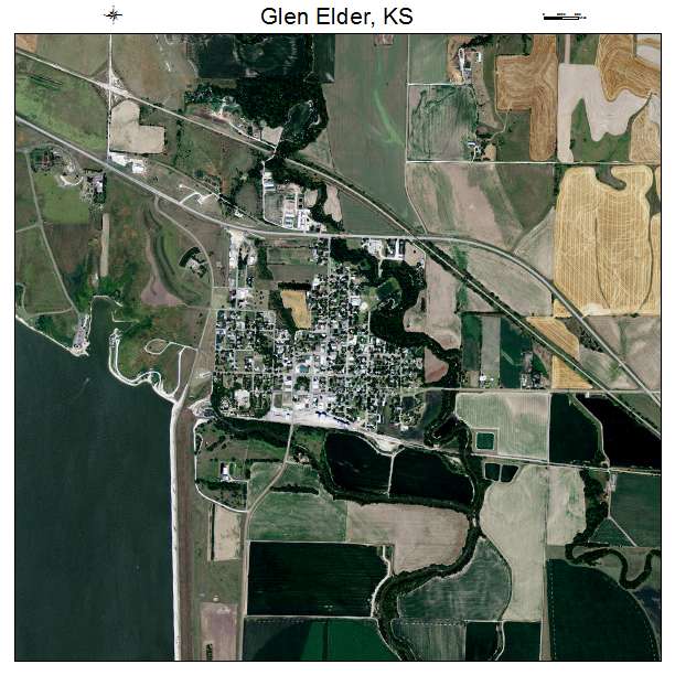 Glen Elder, KS air photo map