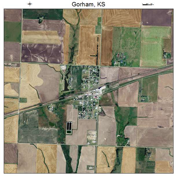 Gorham, KS air photo map