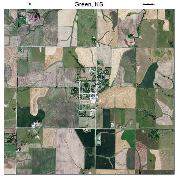 Green, KS air photo map