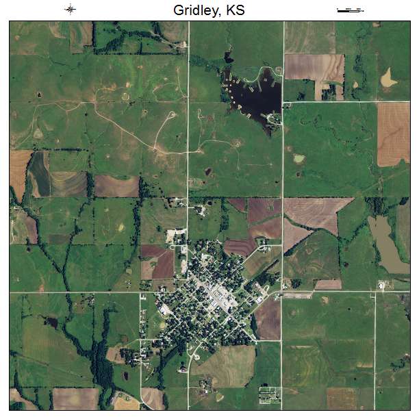 Gridley, KS air photo map