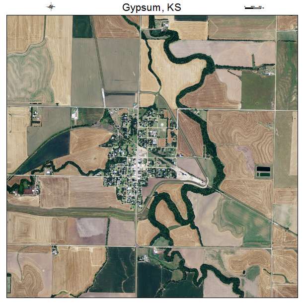 Gypsum, KS air photo map
