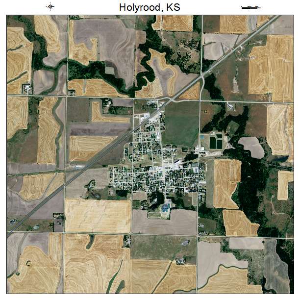 Holyrood, KS air photo map
