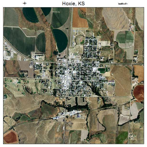 Hoxie, KS air photo map