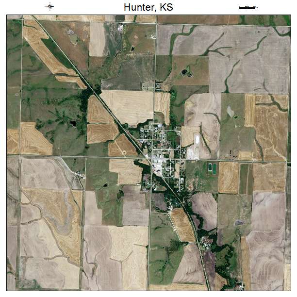 Hunter, KS air photo map