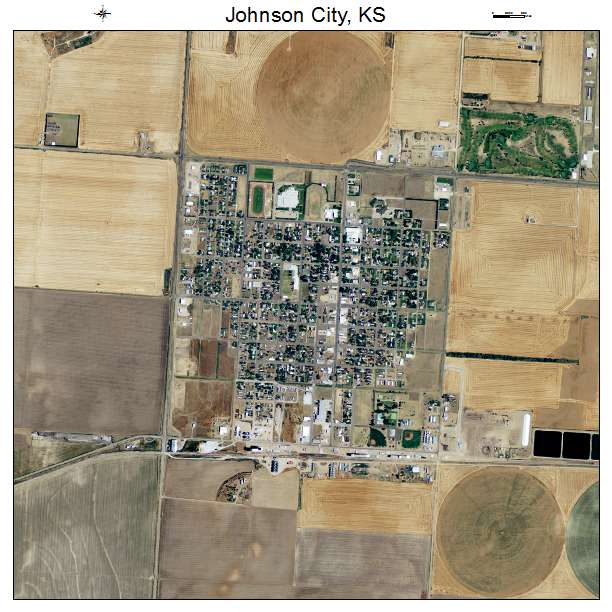 Johnson City, KS air photo map