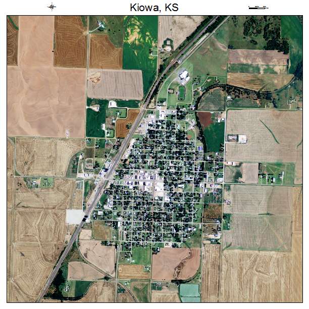 Kiowa, KS air photo map