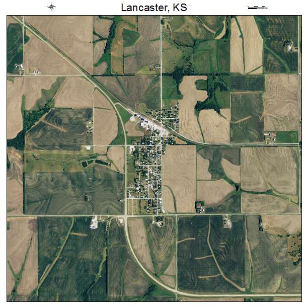 Lancaster, KS air photo map