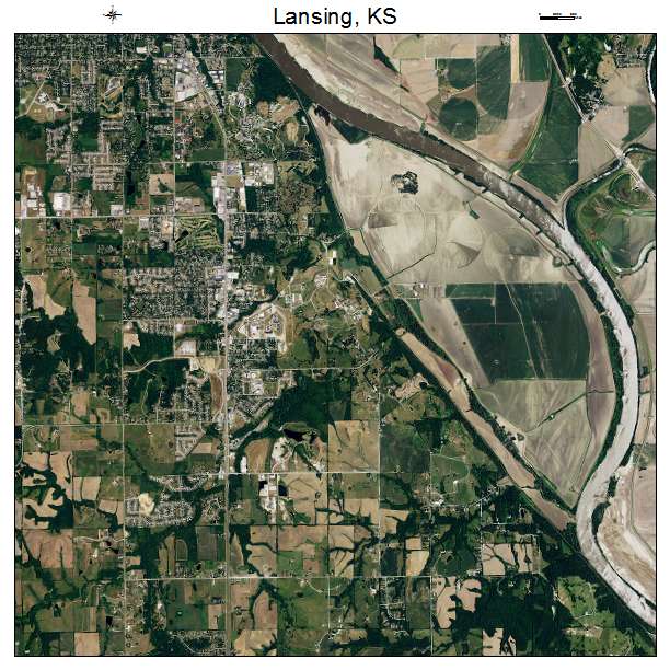 Lansing, KS air photo map