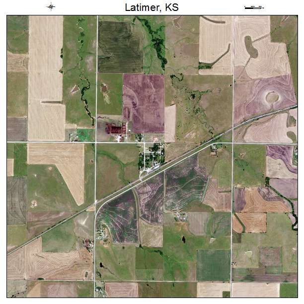 Latimer, KS air photo map