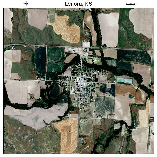 Lenora, KS air photo map
