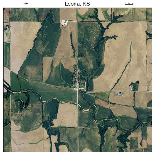 Leona, KS air photo map